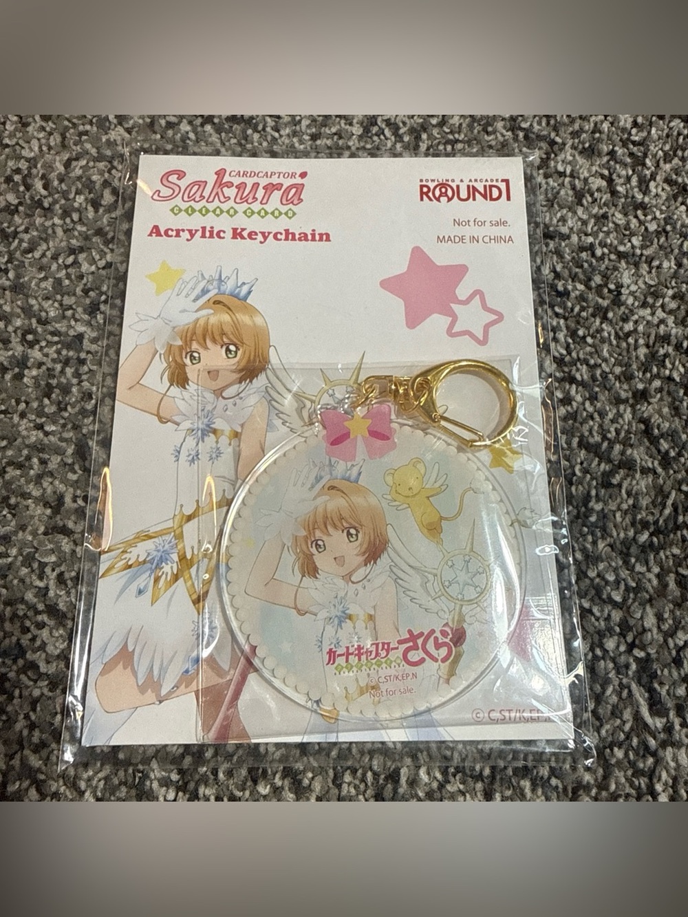 Round1 Cardcaptor Sakura Sakura Kinomoto Acrylic Clip-On Multicolor Keychain